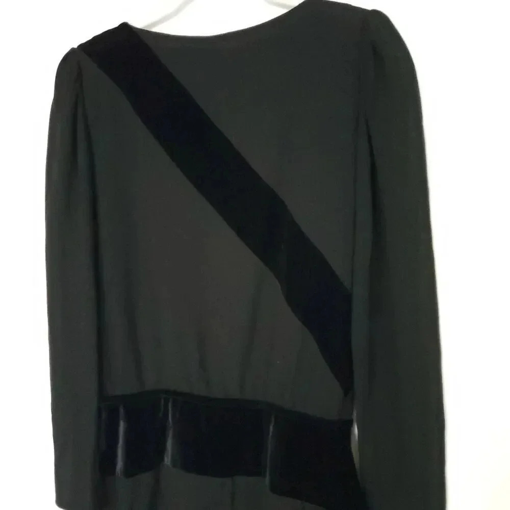 Valentino Boutique Vintage Dress Black Sz 38 US 4 Velvet & Wool Long Sleeves - Picture 8 of 16